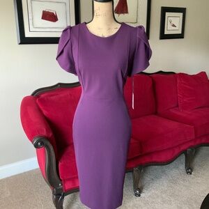 New With Tags! Stunning Calvin Klein Purple Dress with Gold Zipper!